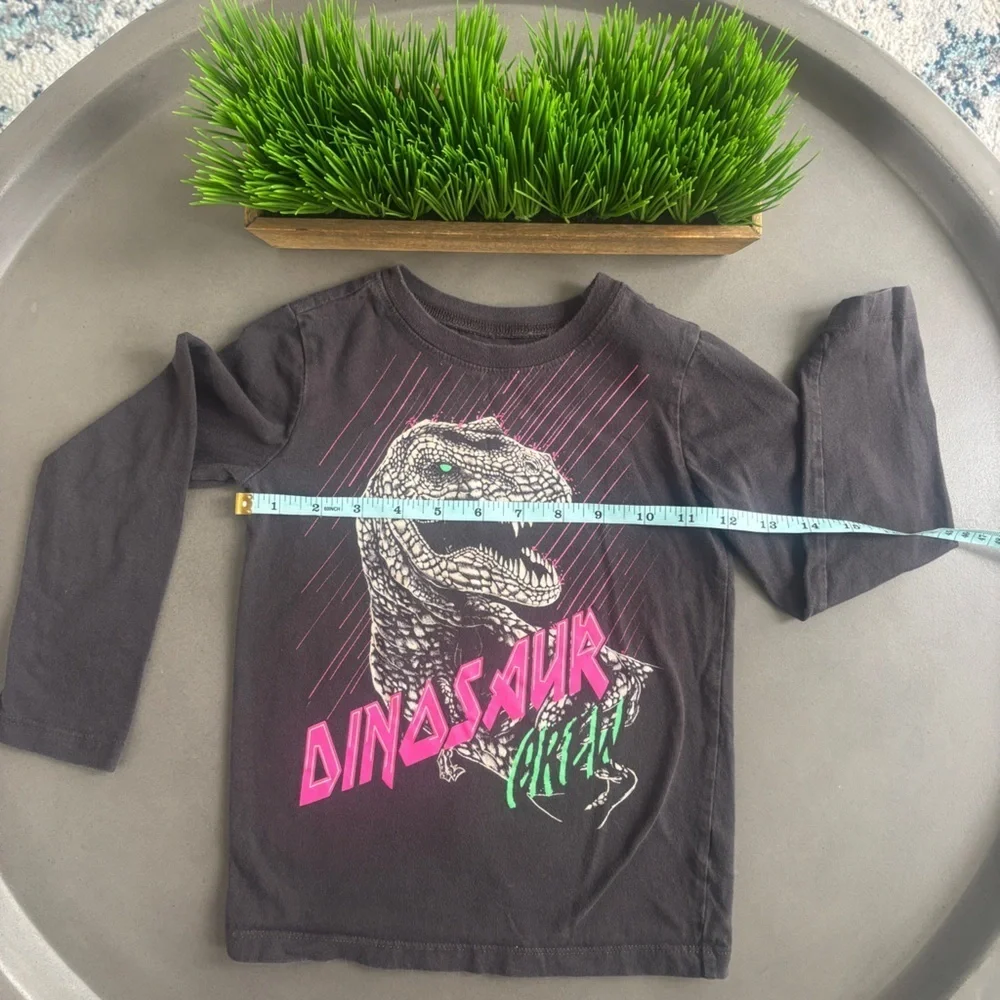 OshKosh B'gosh Black Dinosaur Graphic Long Sleeve Tee Size 5